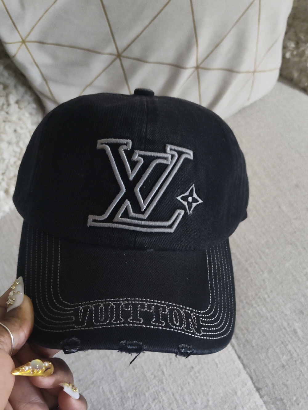 Cute fashion unisex Black Monogram Baseball Cap